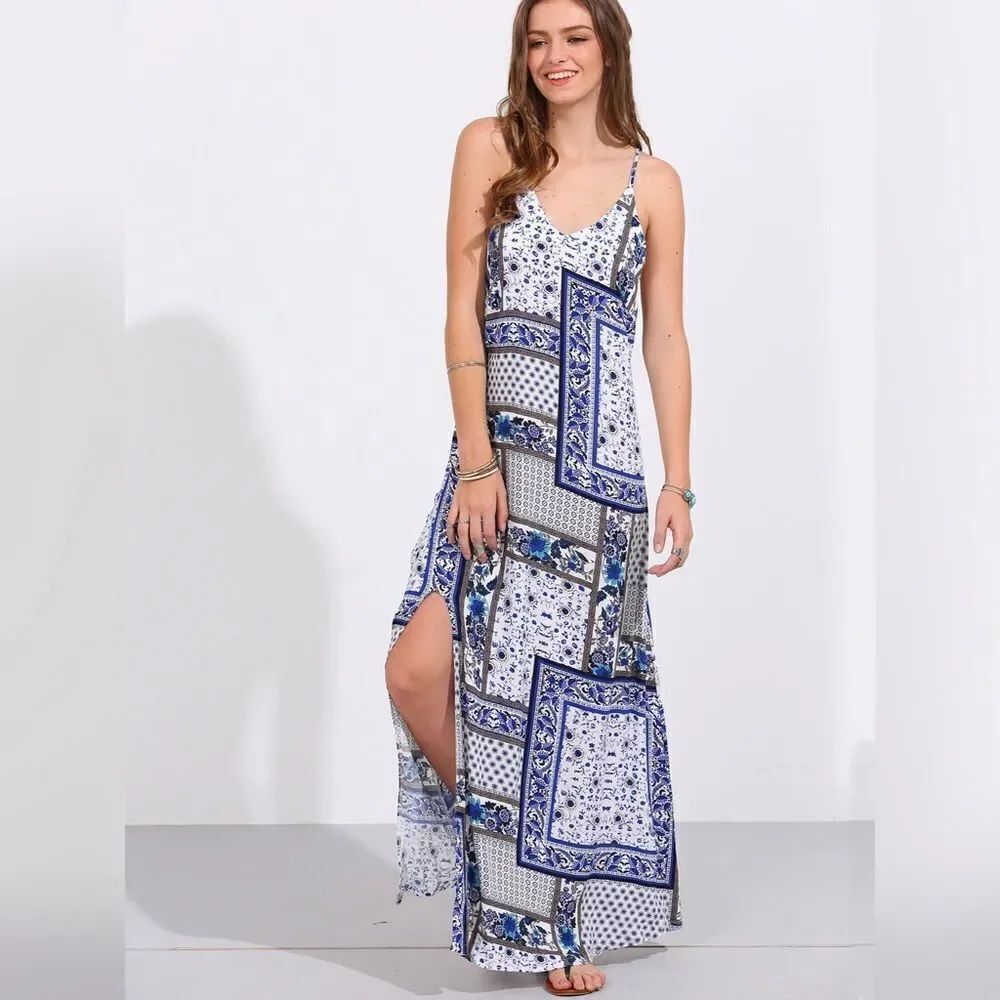 ✨Multicolor Spaghetti Strap Backless Maxi Dress✨
